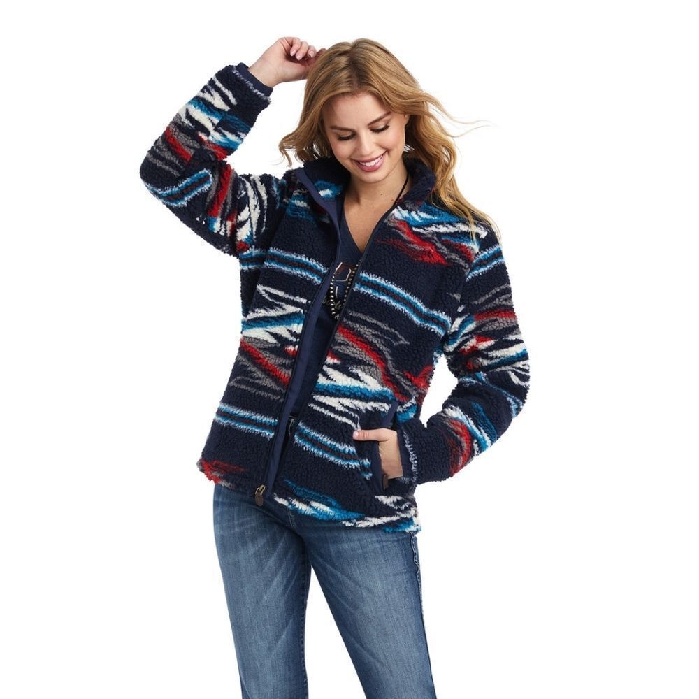 Ariat x Centinela Chimayo Fleece Jacket Navy Blue XS Southwestern Aztec